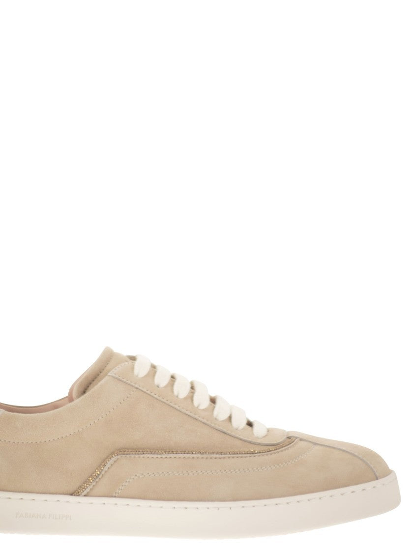 Fabiana Filippi Suede Trainers With Diamond Thread Embroidery
