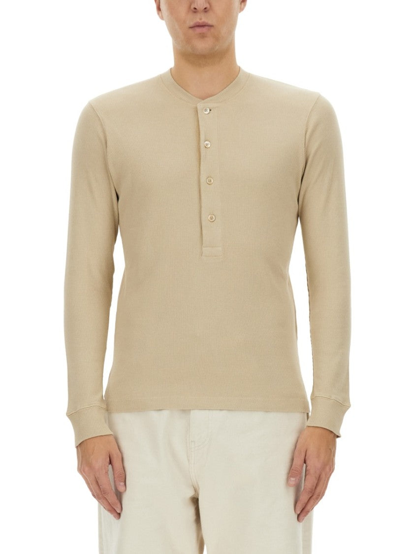 Tom Ford Ribbed "Henley" T-Shirt