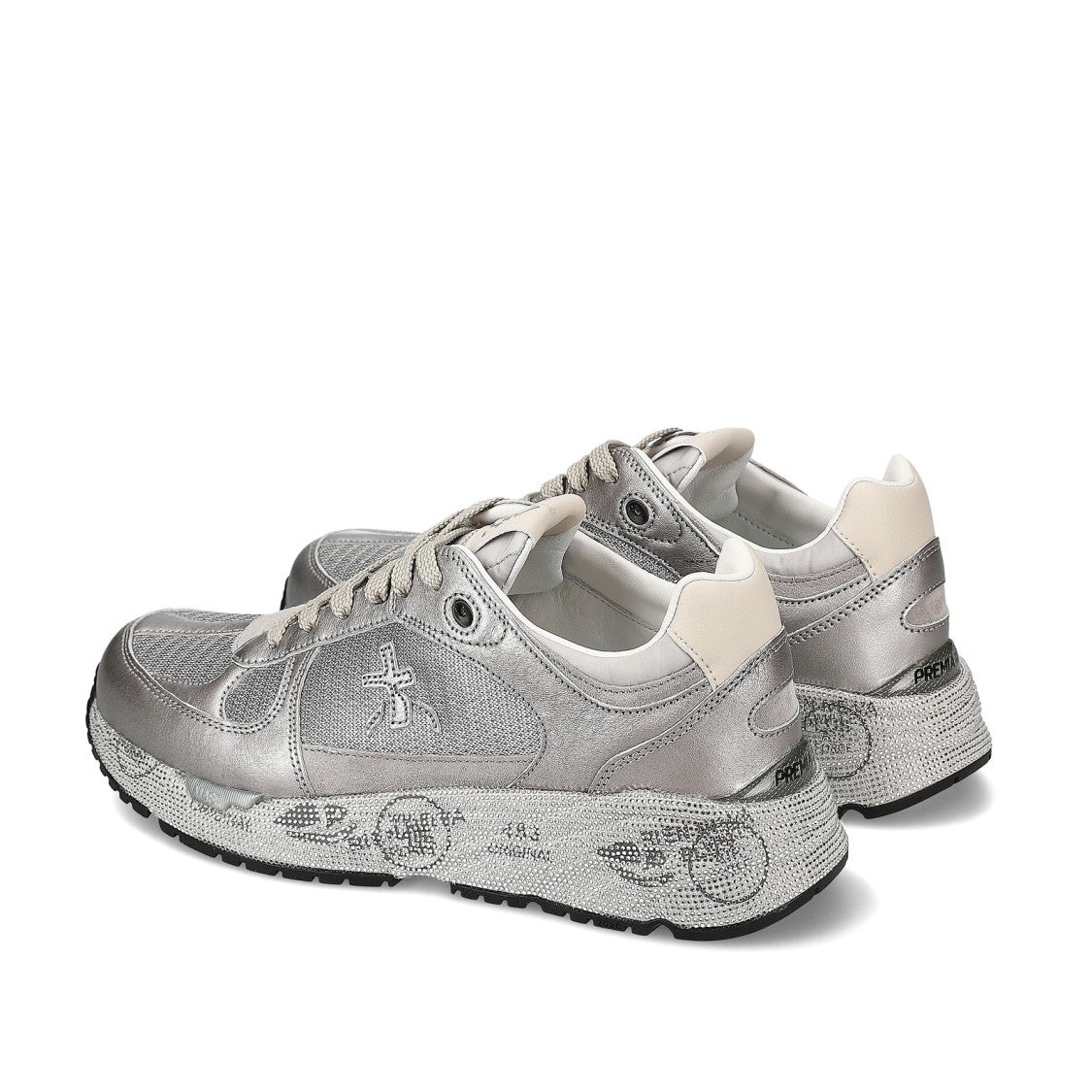 Premiata Sneakers Mased In Suede And Leather Silver