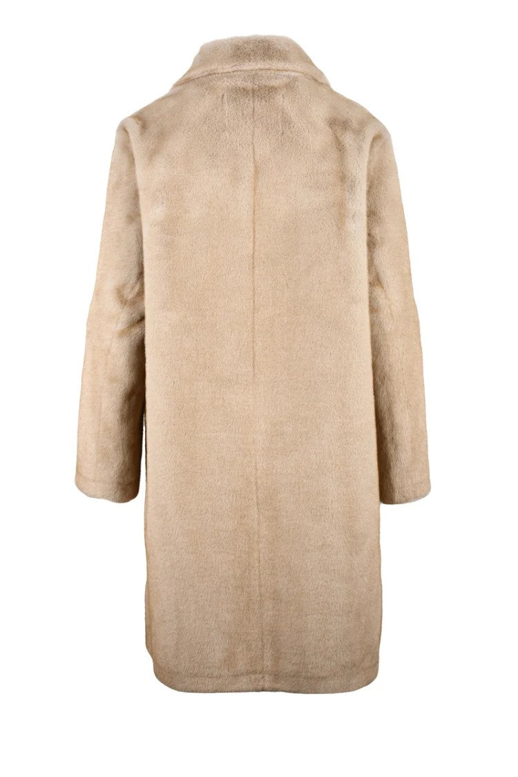 Valentini 1972 Faux Fur Coat Buttons - Beige