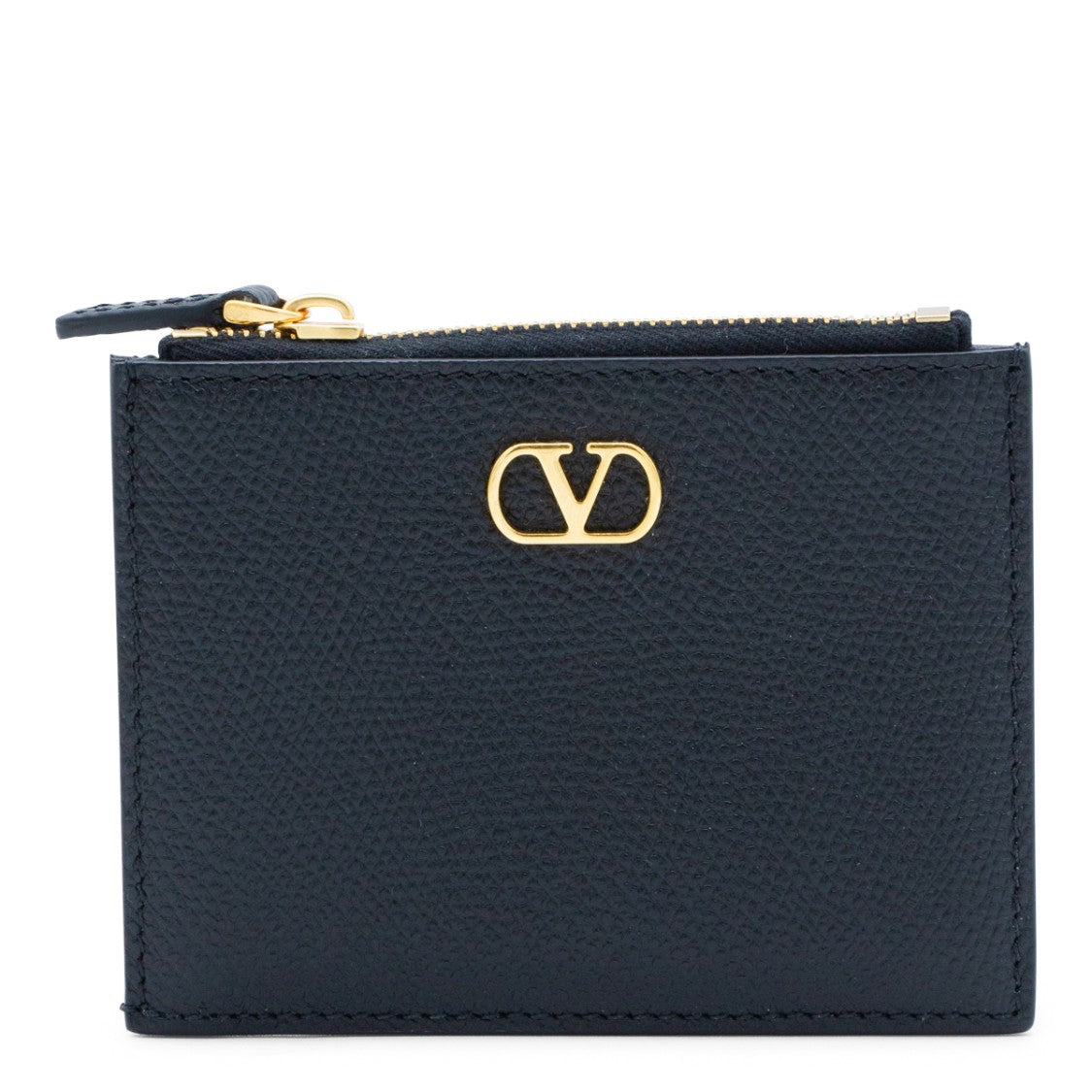 Valentino Garavani Textured Black Wallet With Gold Accents