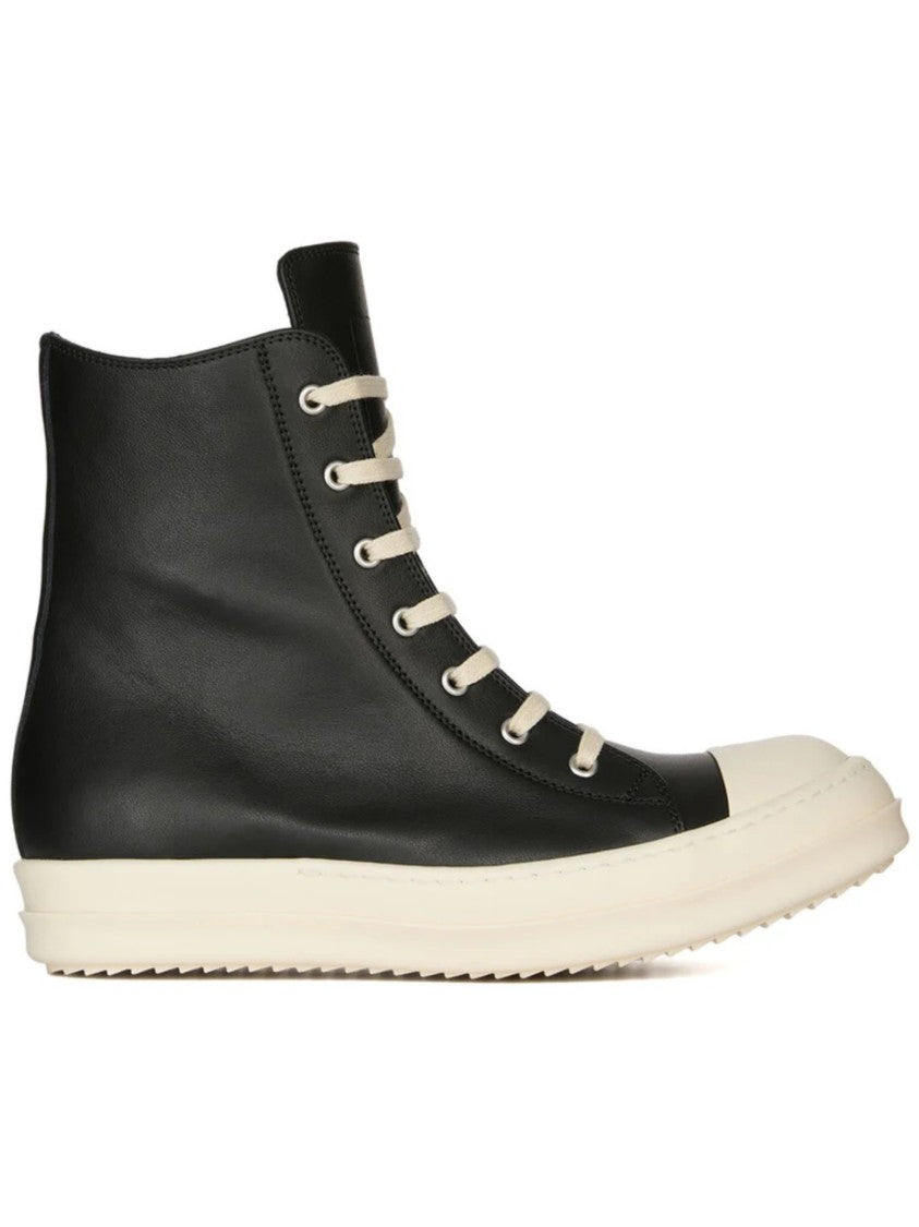Rick Owens Black Smooth High-Top Sneakers