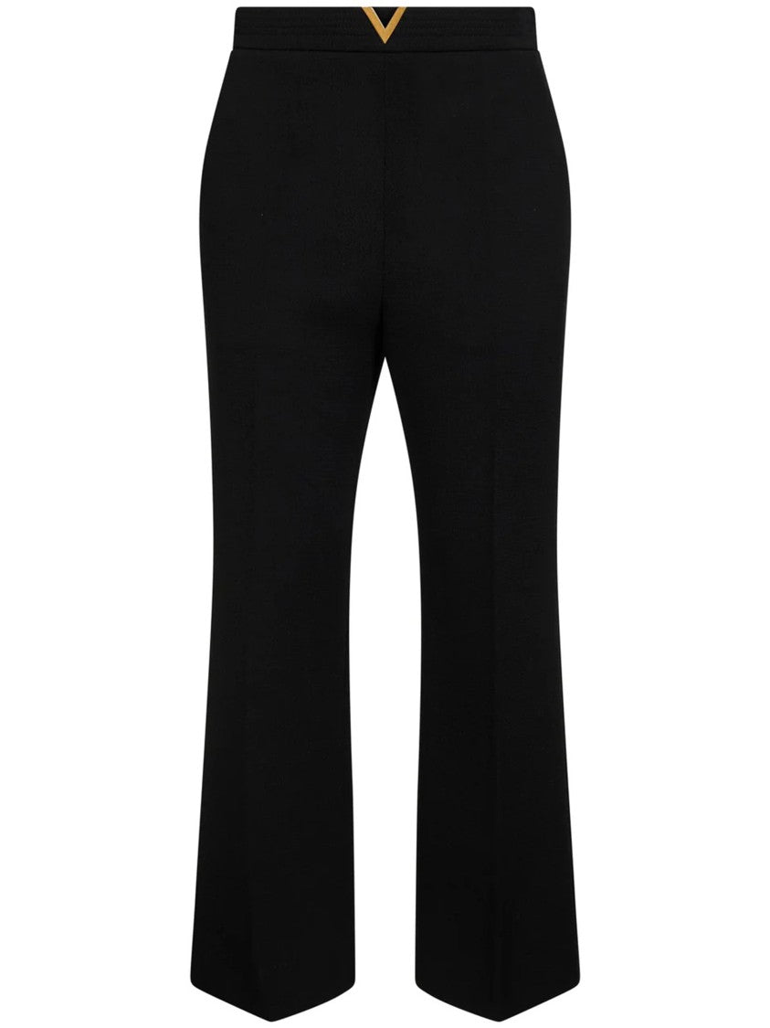 Valentino Black Tailored Wool V-Waistband Cropped Pants