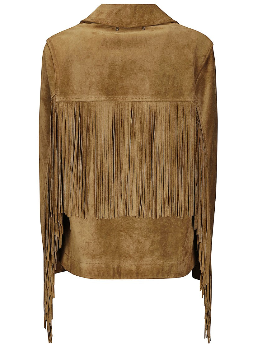 Golden Goose Leather Jacket With Fringes