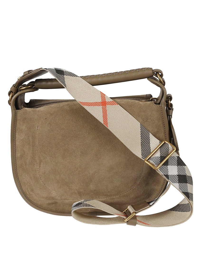 Burberry Soft Suede Clutch With Gold-Tone Clasp