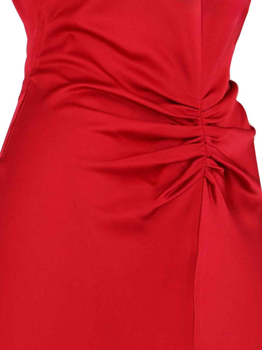 Victoria Beckham Draped Midi Dress Red