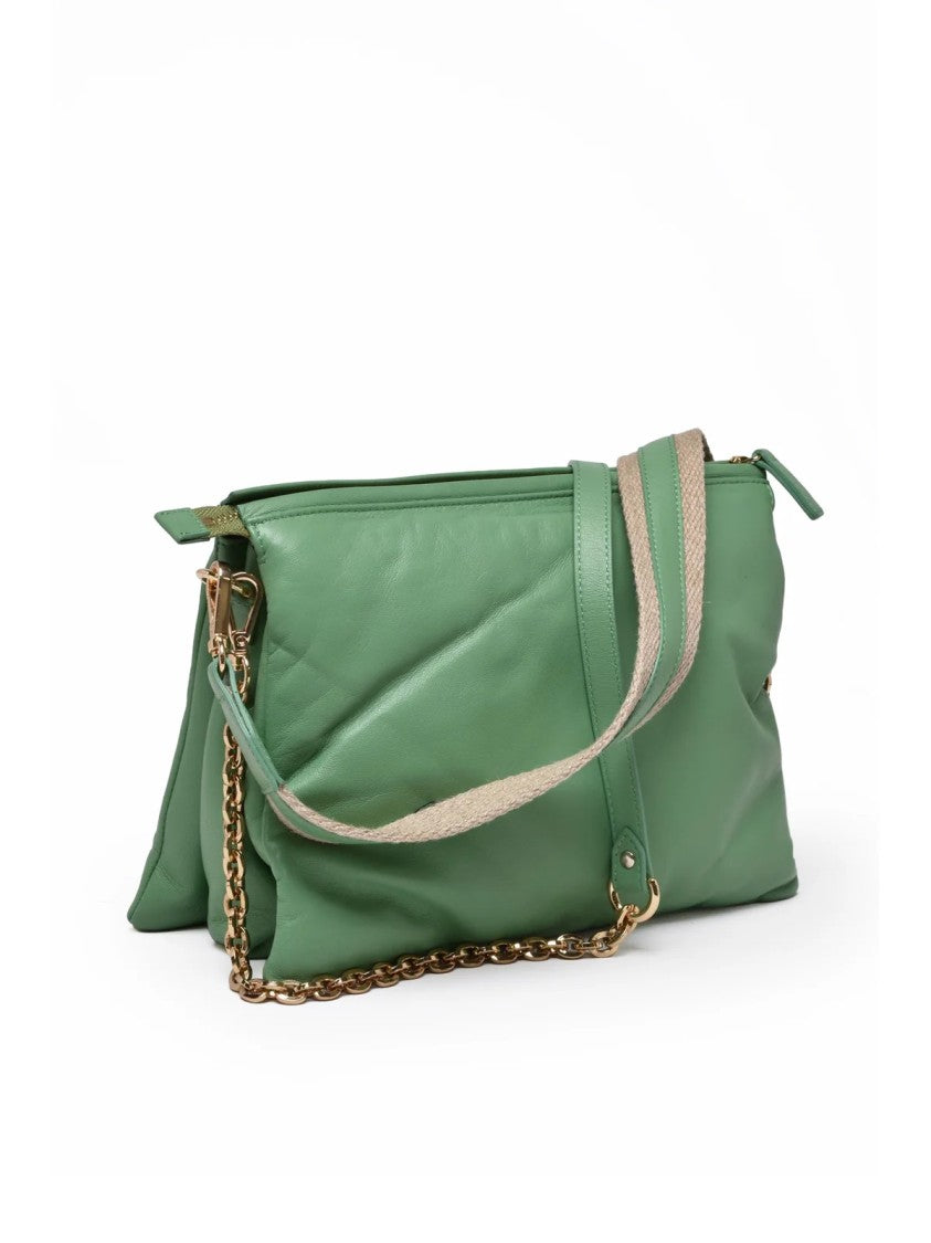 Gava Green Leather Zip Trio Shoulder Bag