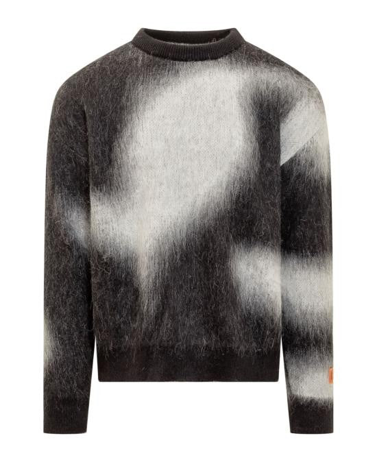 Heron Preston Gradient Patterned Fuzzy Knit Sweater