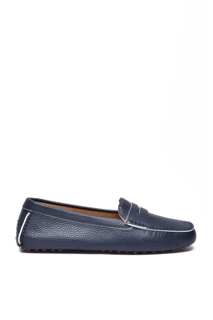 Santoni Hammered Loafer - Blue