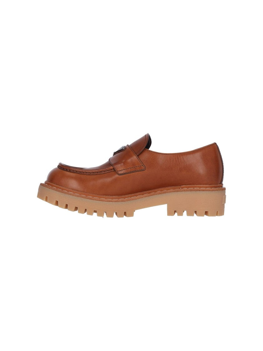 Prada Logo Loafers – Brown