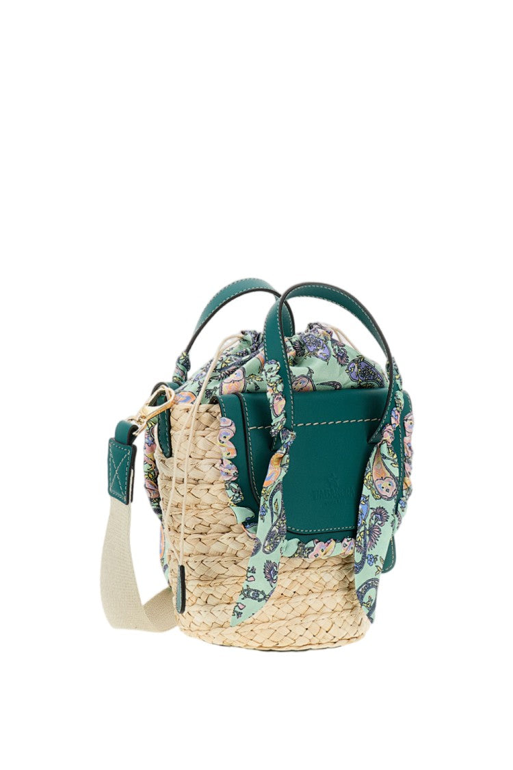 Cuba Lab Woven Raffia Bucket Bag With Leather Inserts
