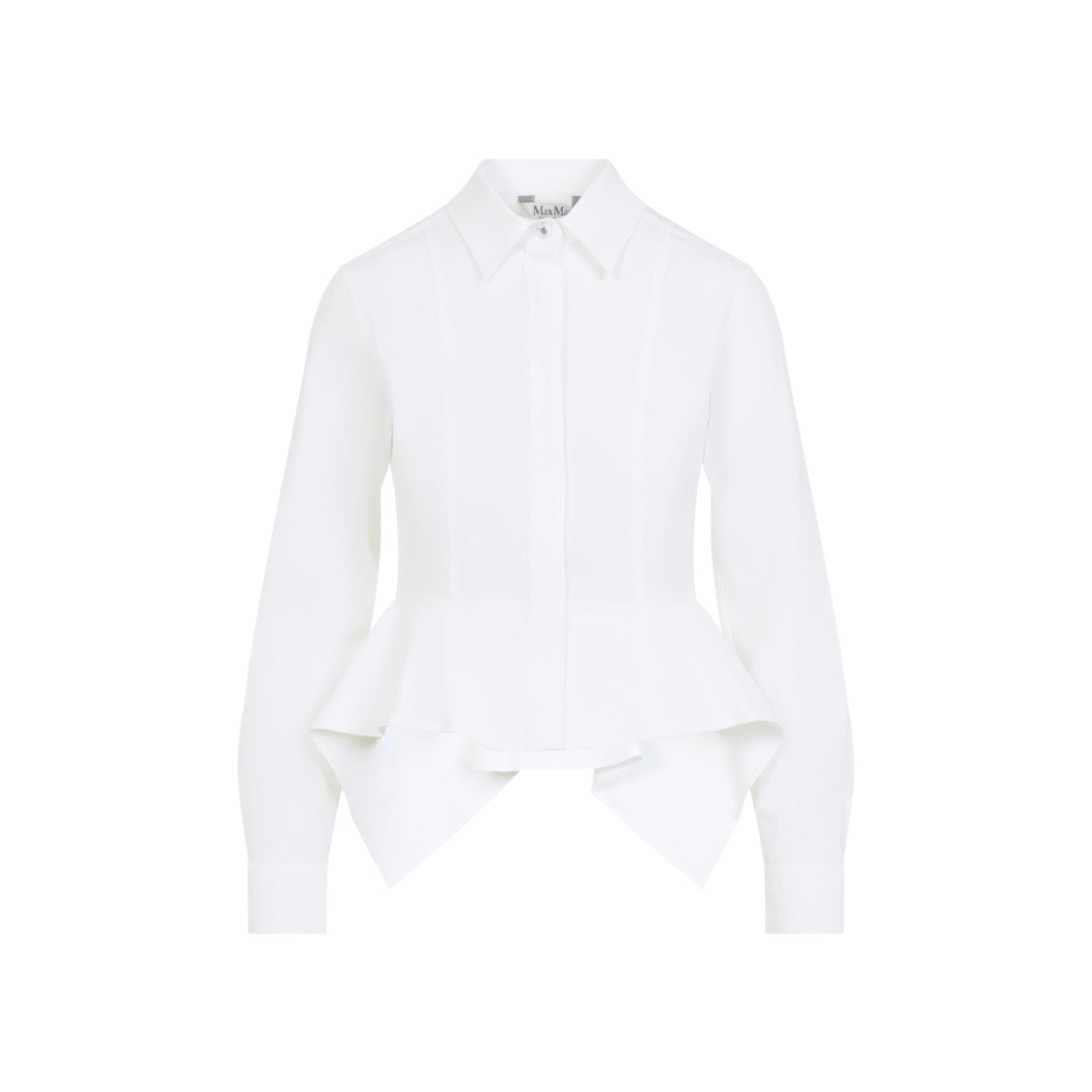 Max Mara Peplum Hem White Shirt With Tailored Silhouette