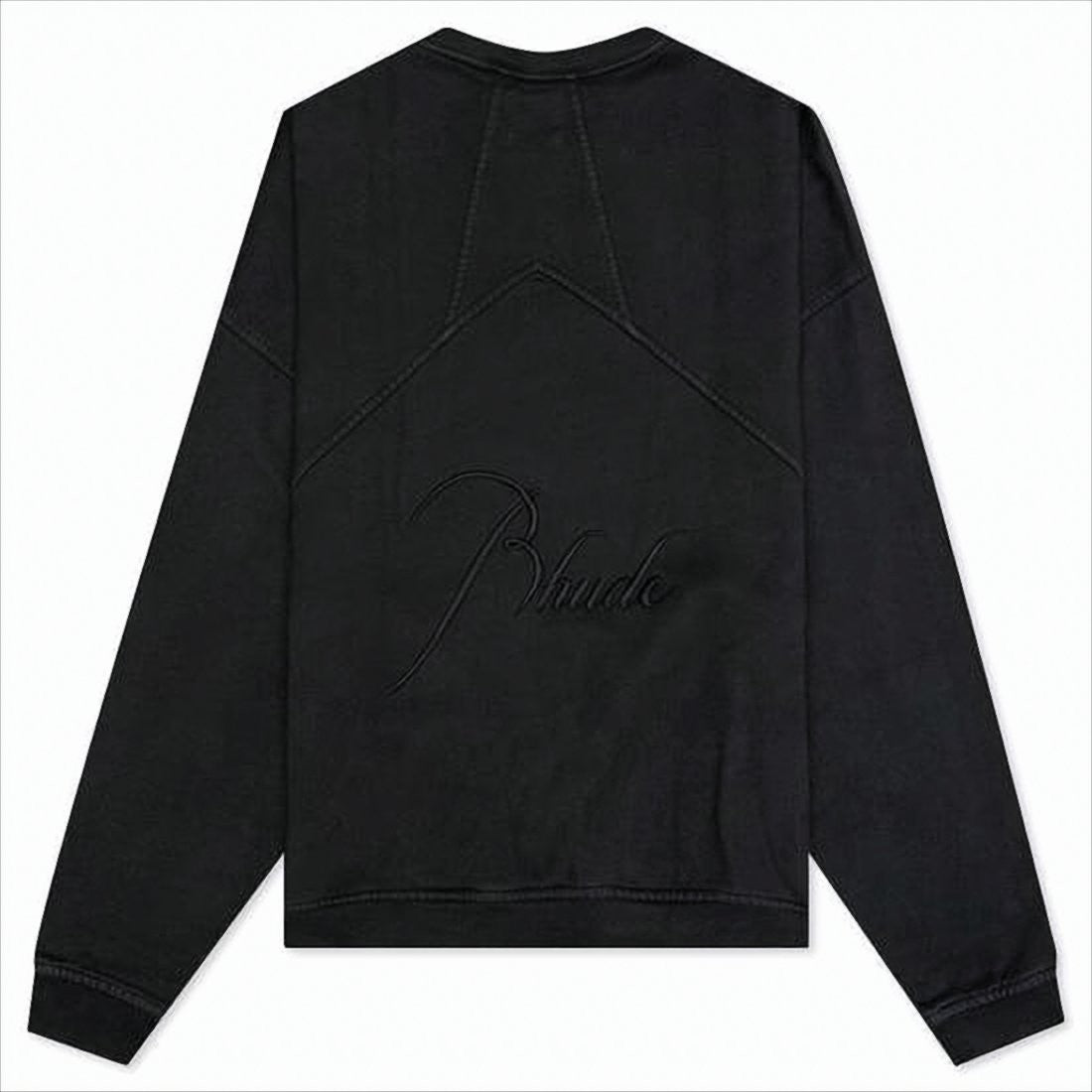 Rhude Long-Sleeve Black Crew Neck Tee With Chevron Stitching