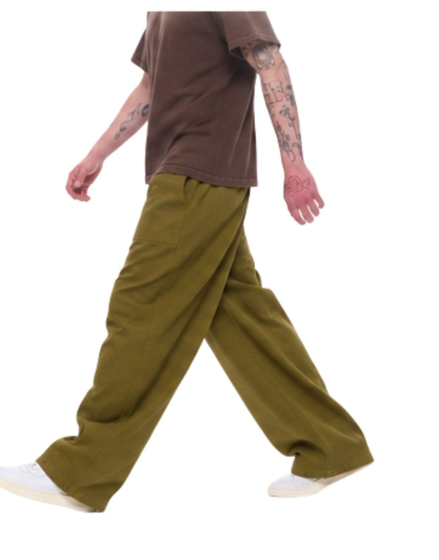 Cellar Door Olive Green Sasha Oversized Cotton Trousers