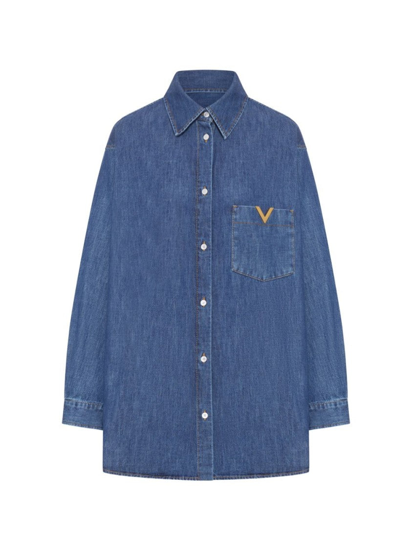 Valentino Garavani Classic Denim Shirt With Pointed Collar