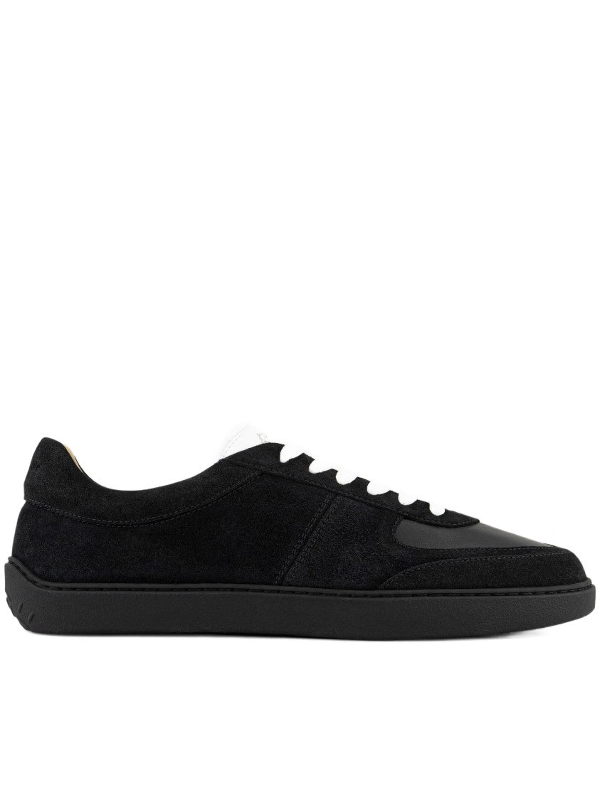 Born Outside Low-Top Black Suede And Leather Sneakers With Contrast Details