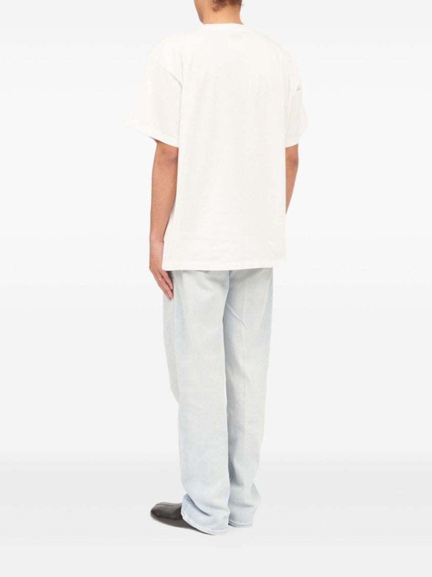 Mm6 By Maison Margiela Boxy White T-Shirt With Key Necklace Graphic