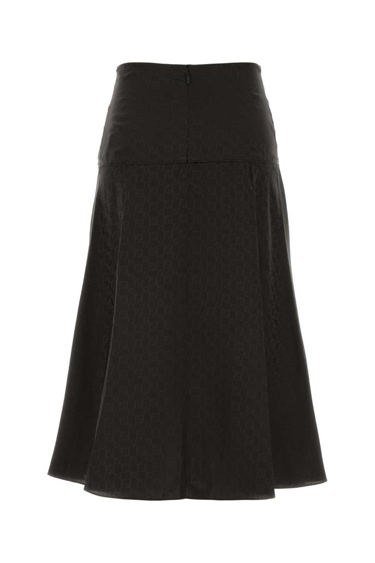 Fendi Embroidered Silk Skirt