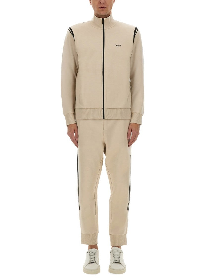 Boss Zip-Up Activewear Set With Contrasting Stripes