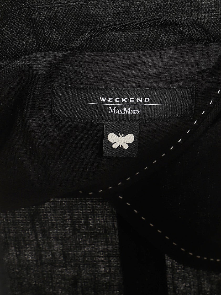 Max Mara Single-Breasted Black Linen Blazer With Wide Peak Lapels