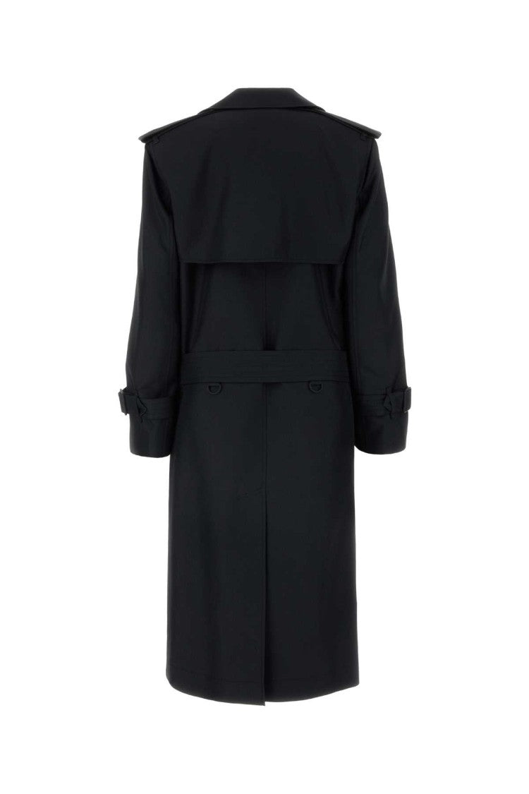 Burberry Black Silk Blend Trench Coat