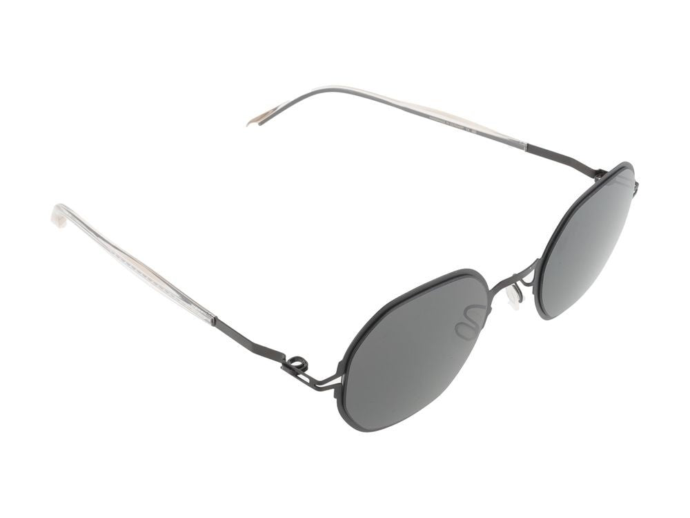 Mykita Black Silver-Toned Temple Rounded Octagonal Sunglasses