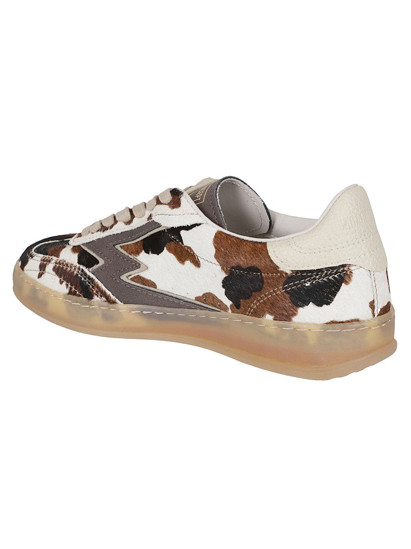 Moa Concept Animal Print Low-Top Sneakers With Textured Leather Detail