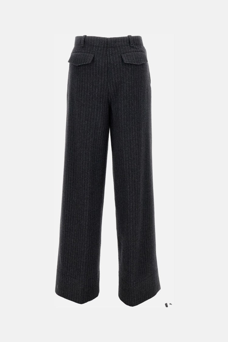 Durazzi Milano Pinstriped Wide-Leg Trousers With Tailored Fit