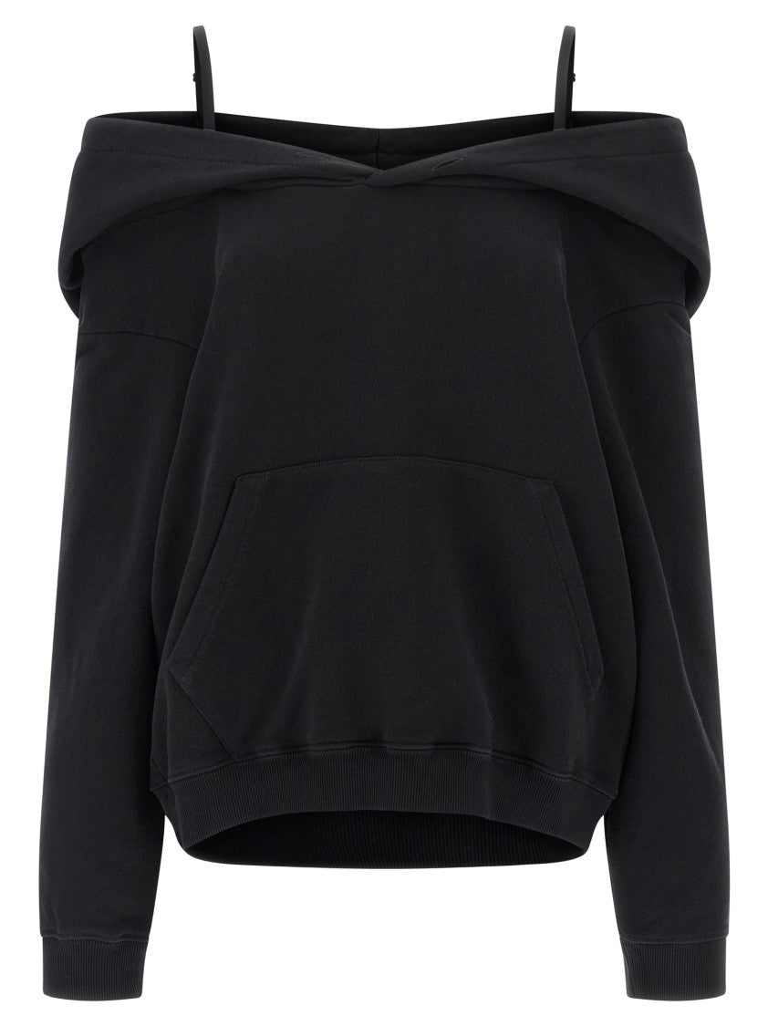 Mm6 By Maison Margiela Brushed Cotton Off-Shoulder Hoodie