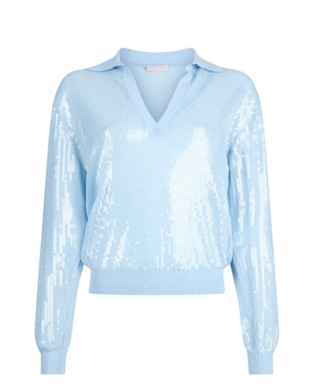 Liu Jo Long-Sleeved V-Neck Sweater With Embroidered Sequins