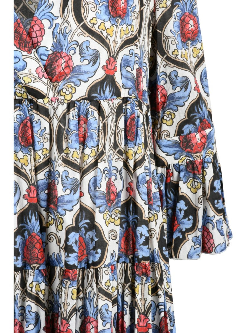 La Double J White/Black Empire Bell Sleeve Cotton Dress