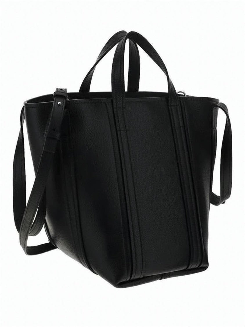 Balenciaga Trapezoidal Black Calf Leather Tote Bag With Dual Handles
