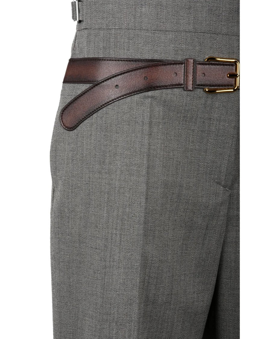 Prada Tailored Grey Trousers With Subtle Crease