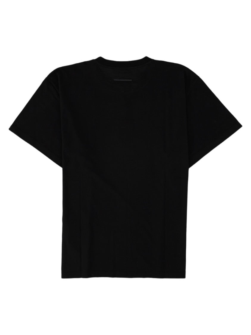 Mm6 By Maison Margiela Short-Sleeve Minimalist Black Cotton T-Shirt