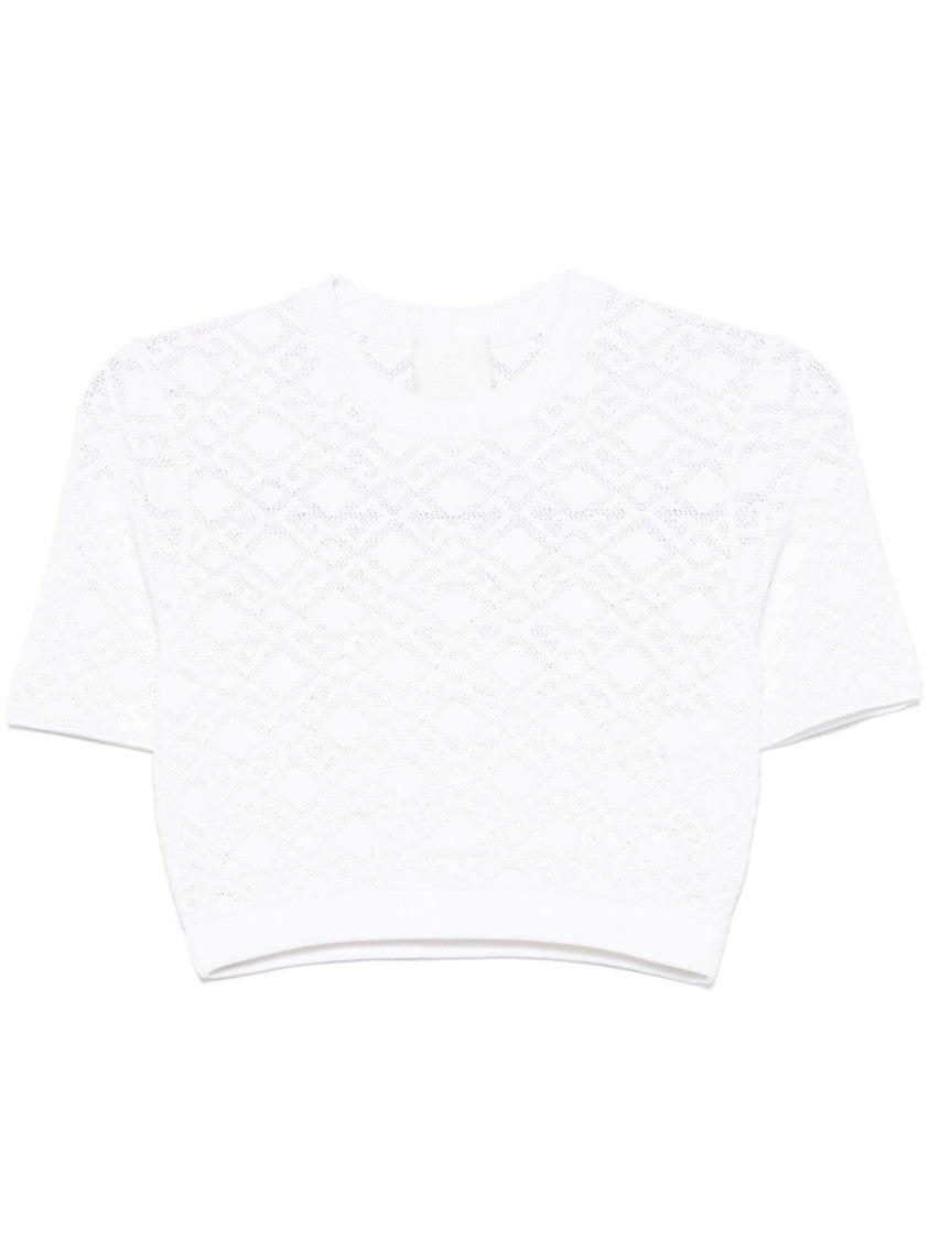 Givenchy Cropped Diamond-Pattern T-Shirt With Classic Crew Neck