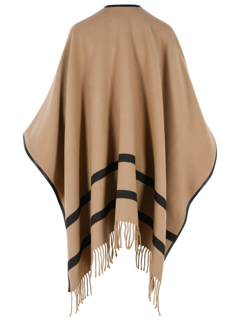 Max Mara 'Aris' Camel Jacquard Wool Poncho