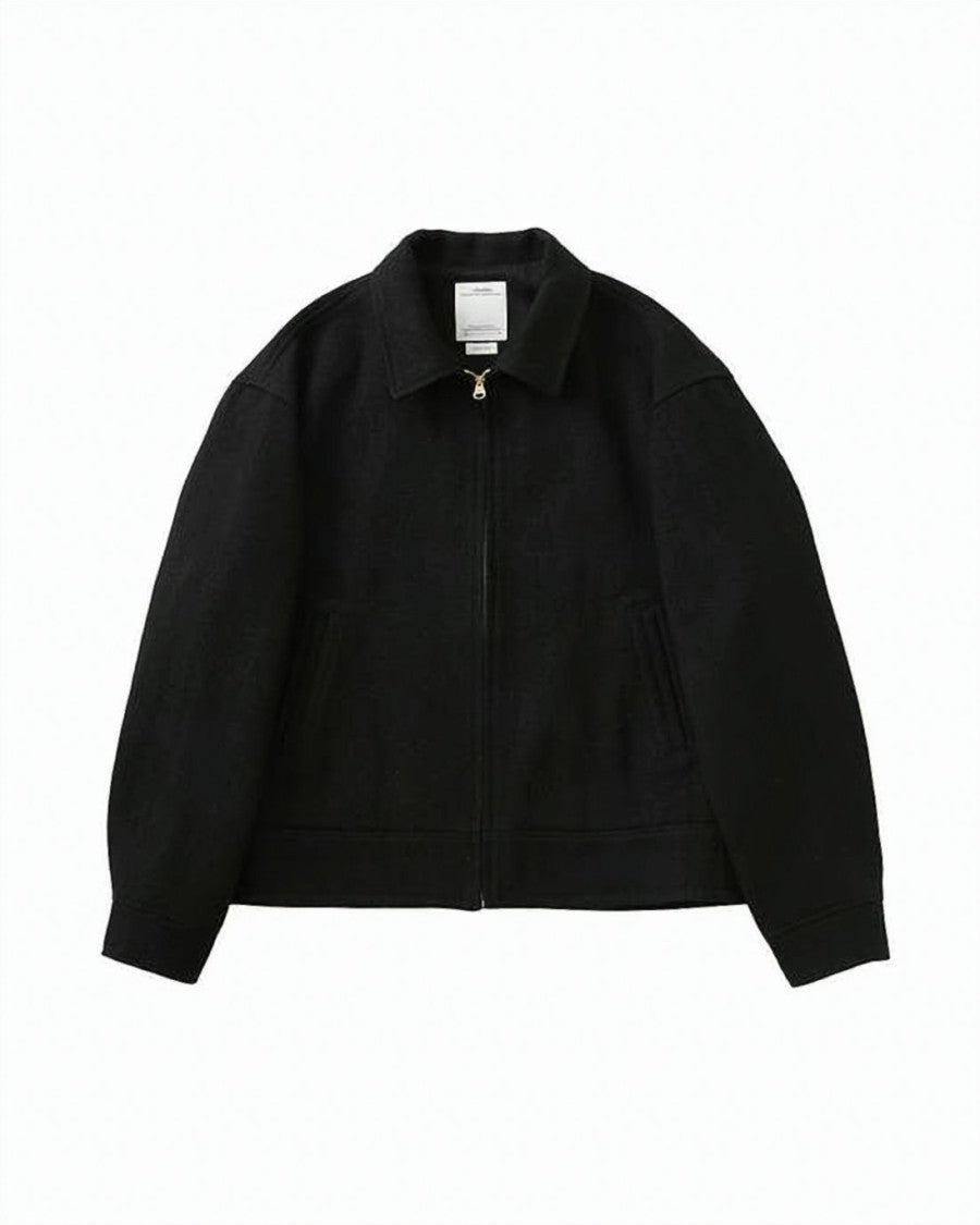 Visvim Boxy Black Jacket With Classic Collar And Zipper Closure