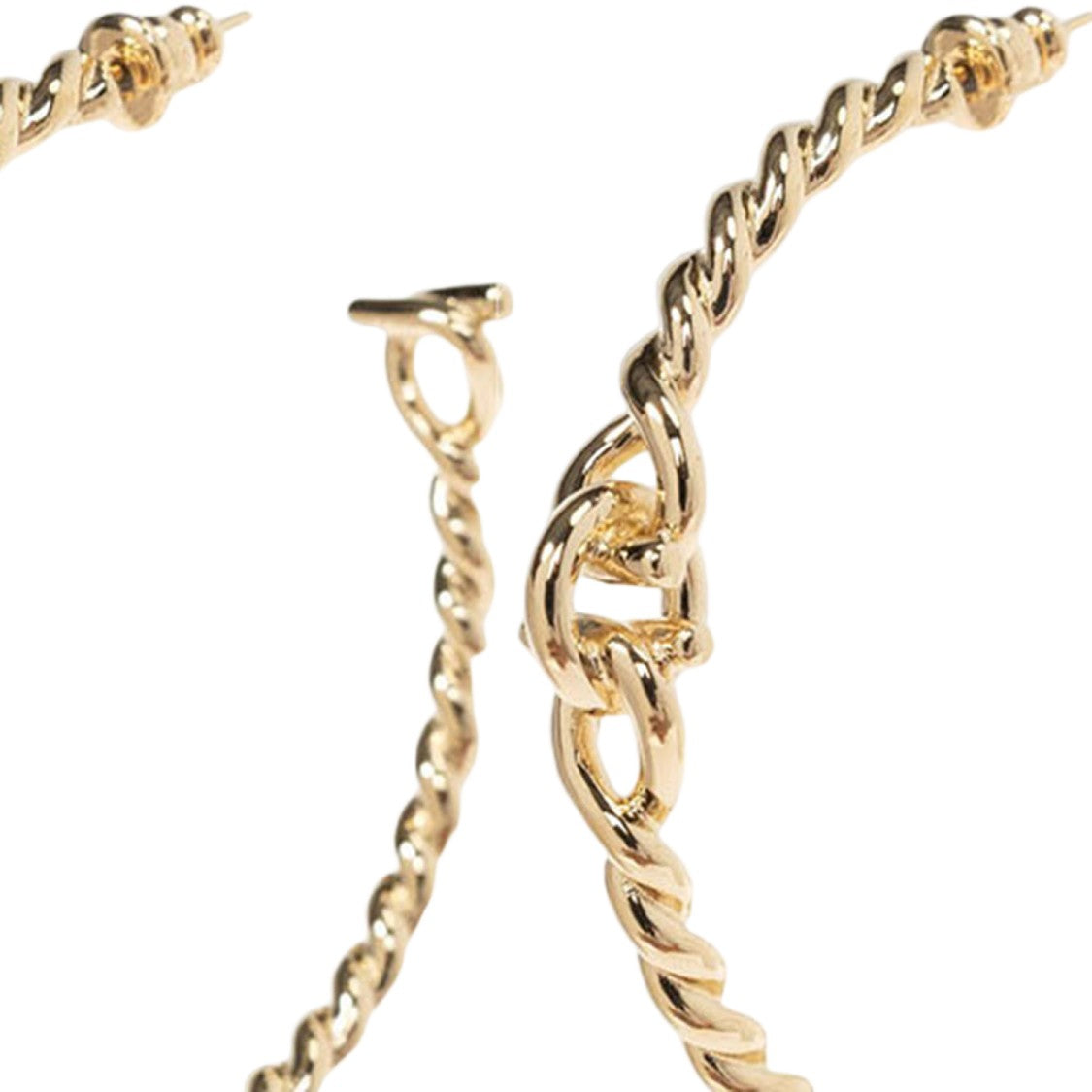 Salvatore Ferragamo Gold Torchon Weave Brass Hook Earrings
