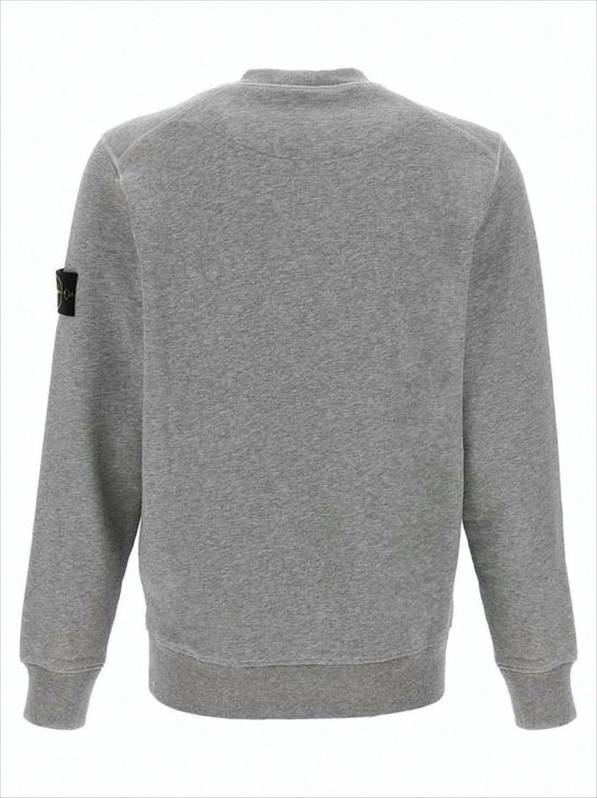 Stone Island Long-Sleeve Grey Sweatshirt With Compass Logo Patch