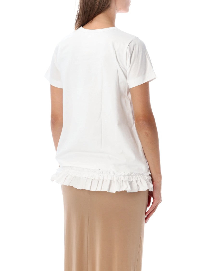 Comme Des Garçons Relaxed Ruffle-Hem Short-Sleeve Cotton T-Shirt