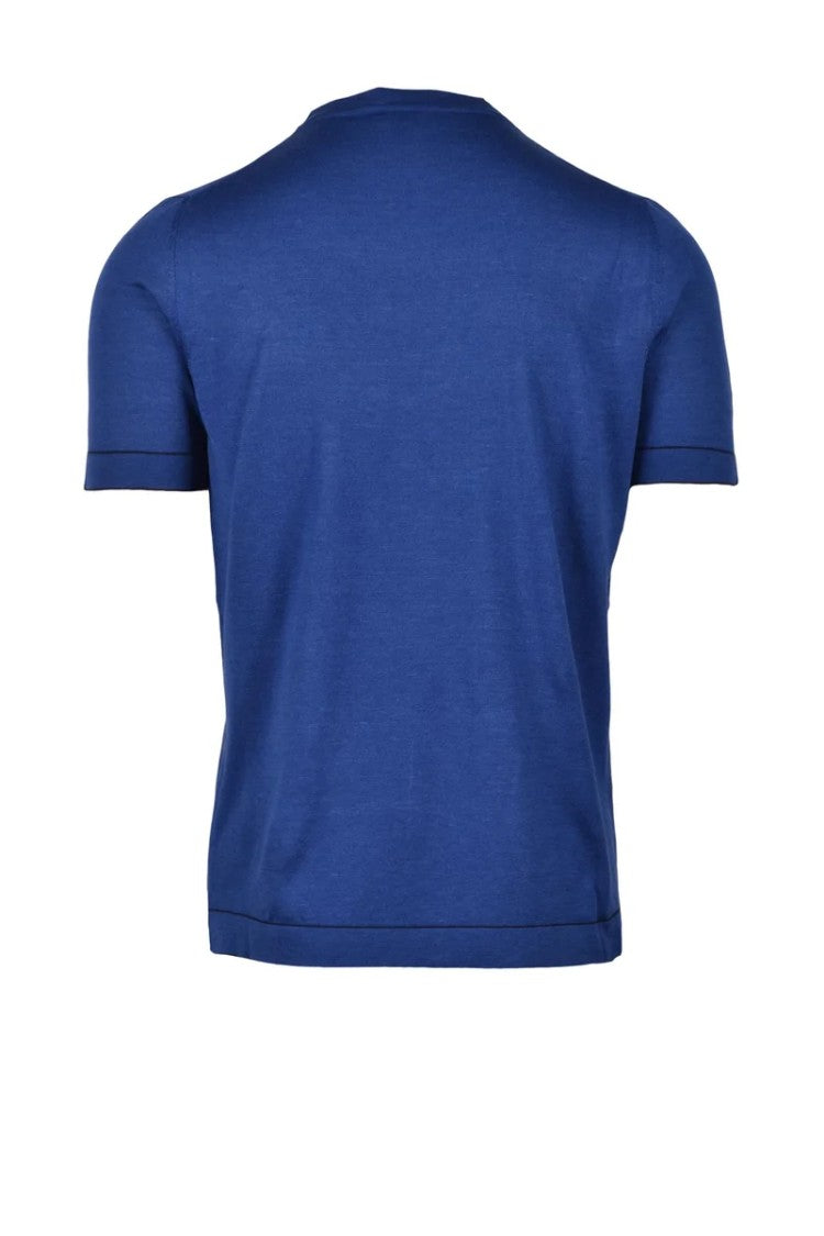 Fama Blue Silk And Cotton Knit Top
