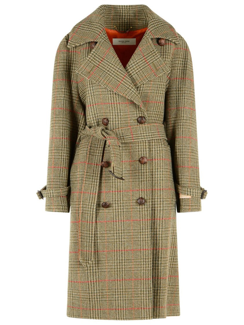 Golden Goose 'Roxanne' Green Virgin Wool Trench Coat
