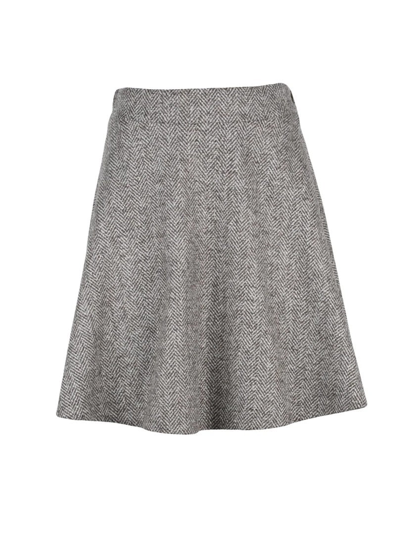 Brunello Cucinelli Beige Virgin Wool-Blend Zip A-Line Mini Skirt