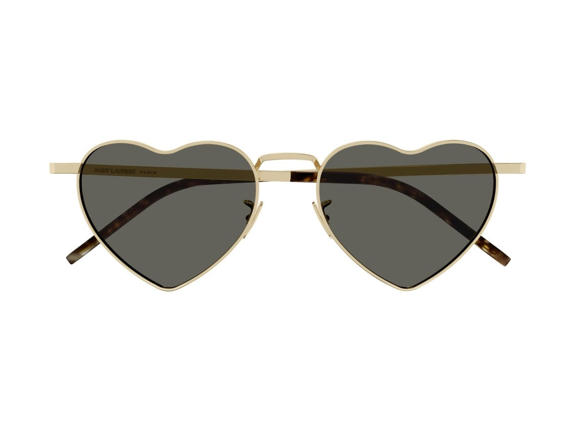 Saint Laurent Gold Sl 301 Loulou Tortoiseshell Heart-Shaped Sunglasses