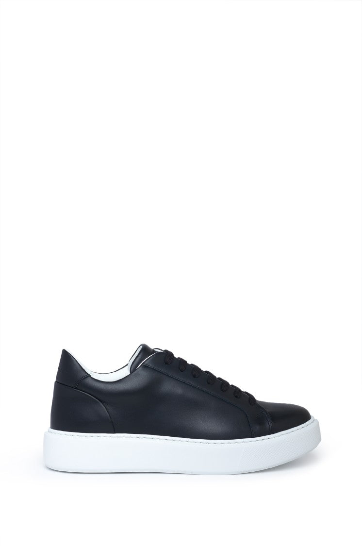 Gazzarrini X Michele Franzese Low-Top Black Leather Sneakers With Rubber Sole