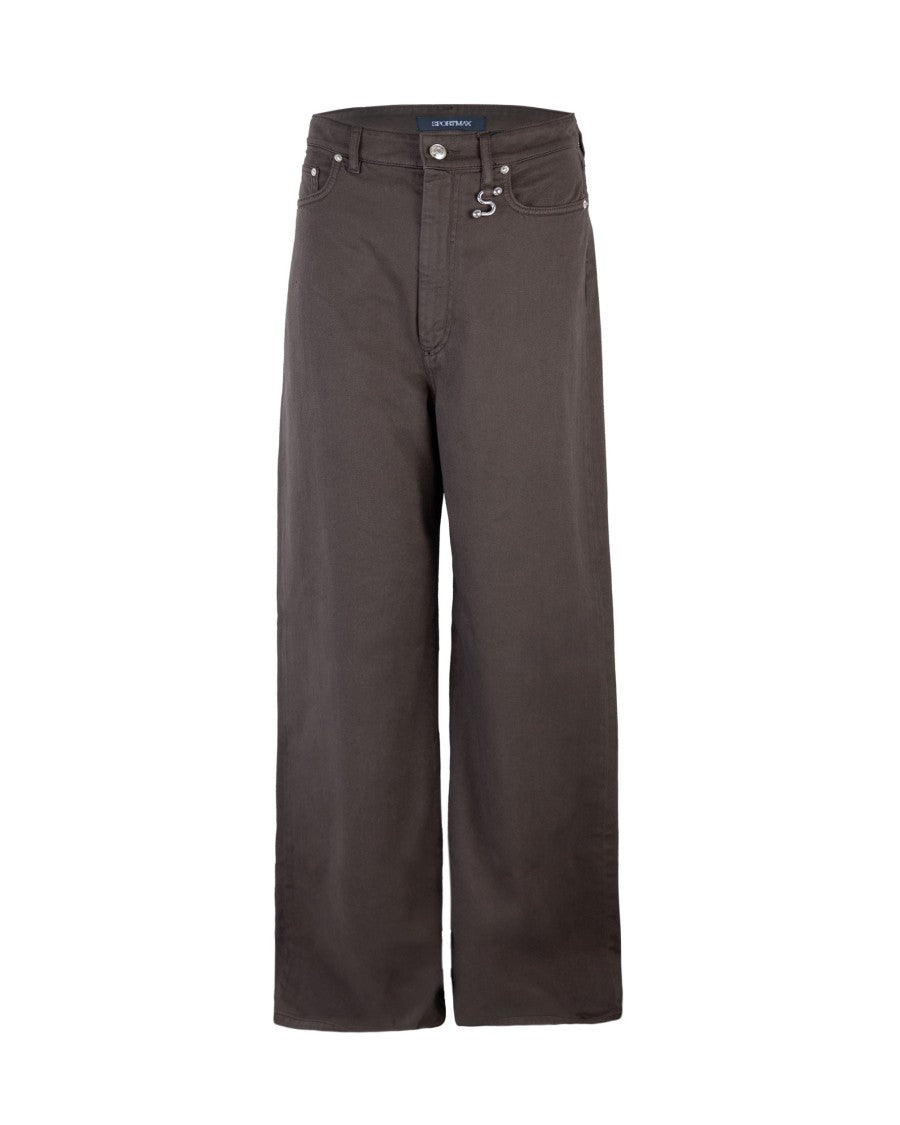 Sportmax Oversized Brown Pants With Five-Pocket Design And Unique Rivets