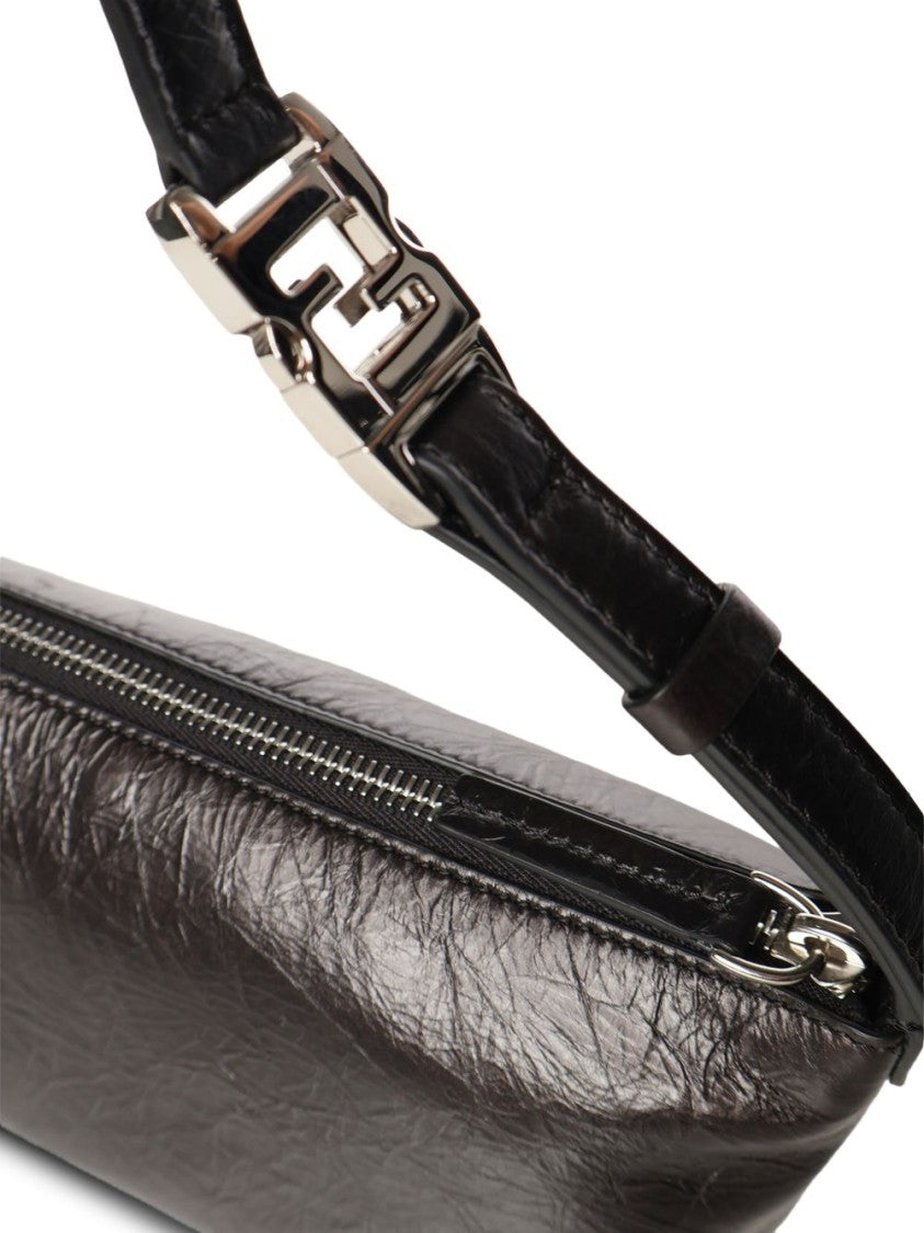Fendi Textured Leather Metallic Buckle Handbag