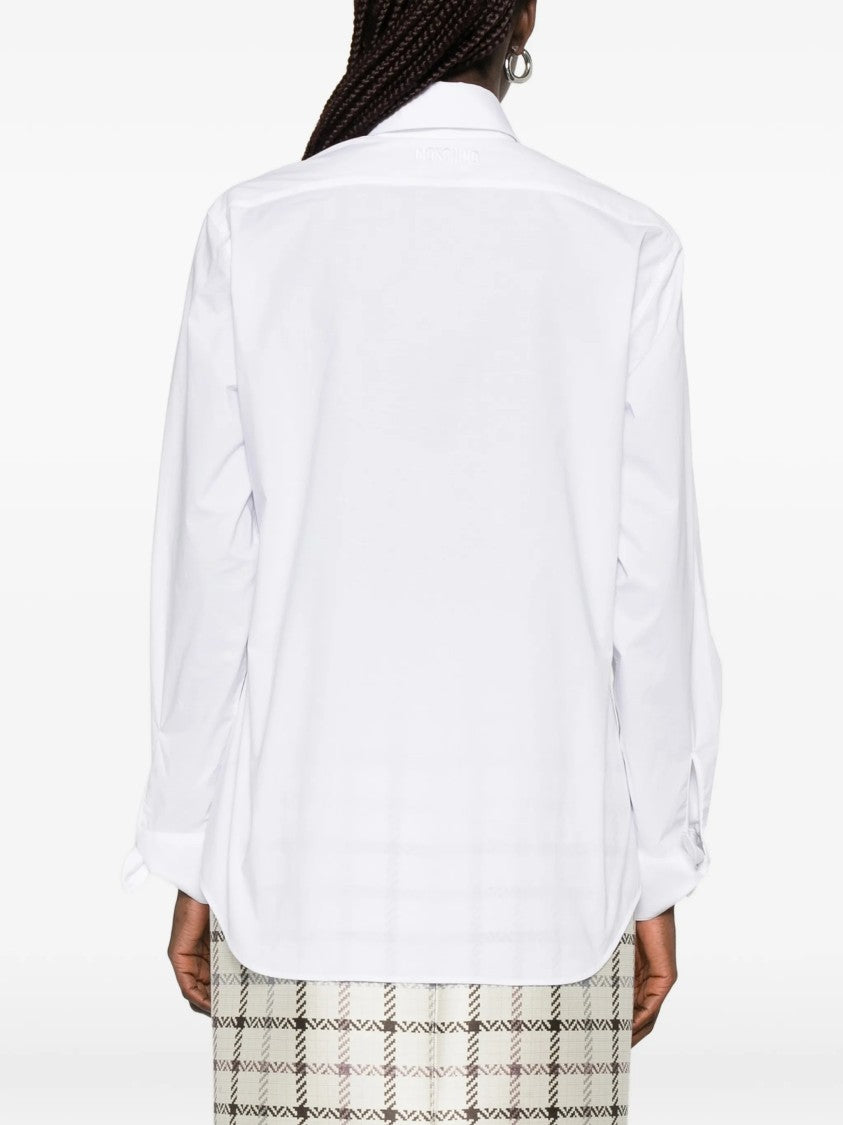 Moschino White Button-Up Shirt With Bow Pocket Details