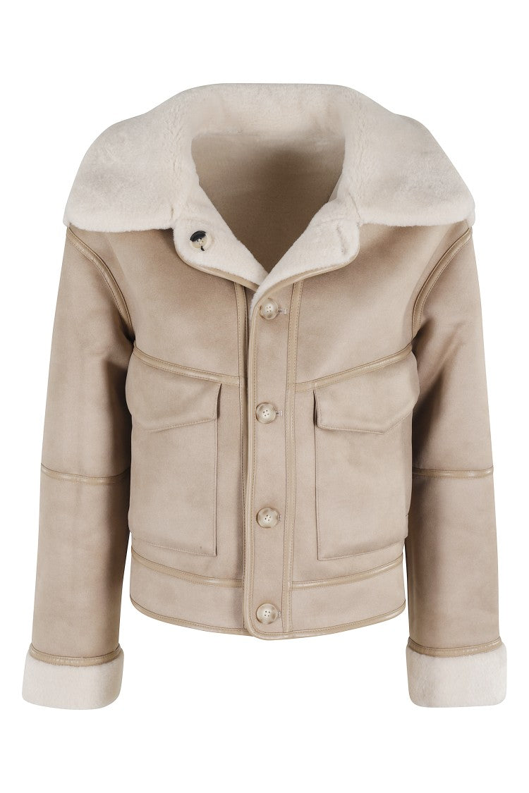Urbancode Cream Reversible Jacket With Synthetic Sheepskin