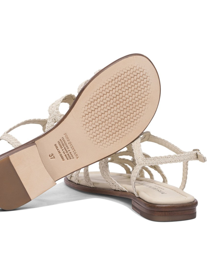 Pons Quintana Braided Leather Sandals With Adjustable Ankle Strap
